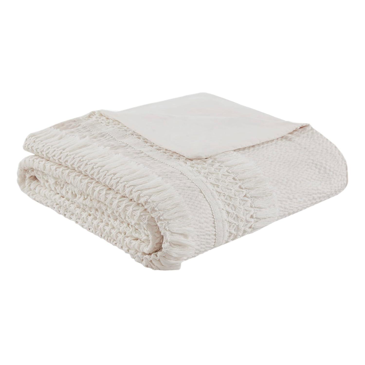 Madison Park Roselle King/California King 3pc Cotton Seersucker Duvet Cover Set Ivory: Lightweight Fabric, OEKO-TEX Certified