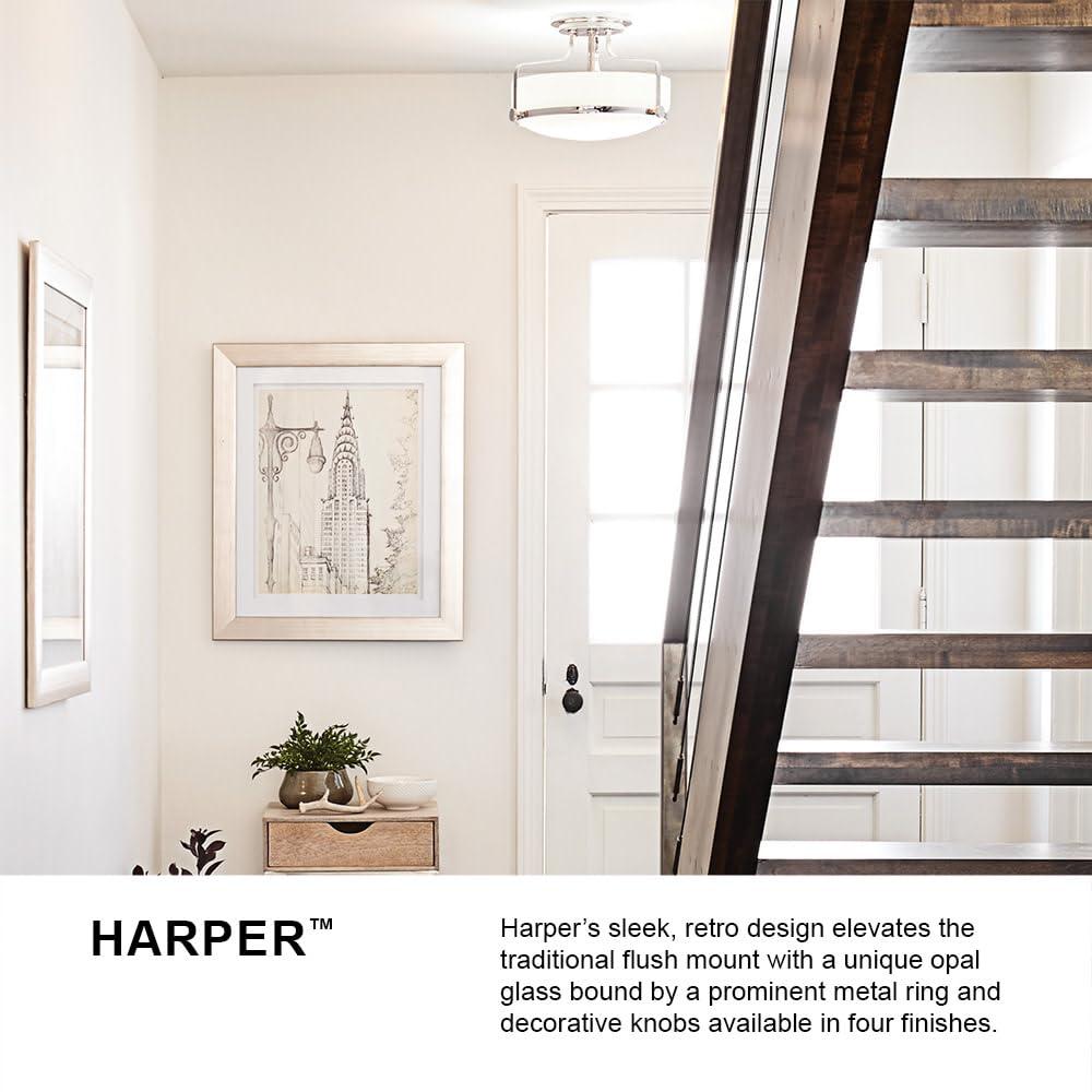 Harper 14.5-in 3-Light Semi-Flush Mount Retro Ceiling Light