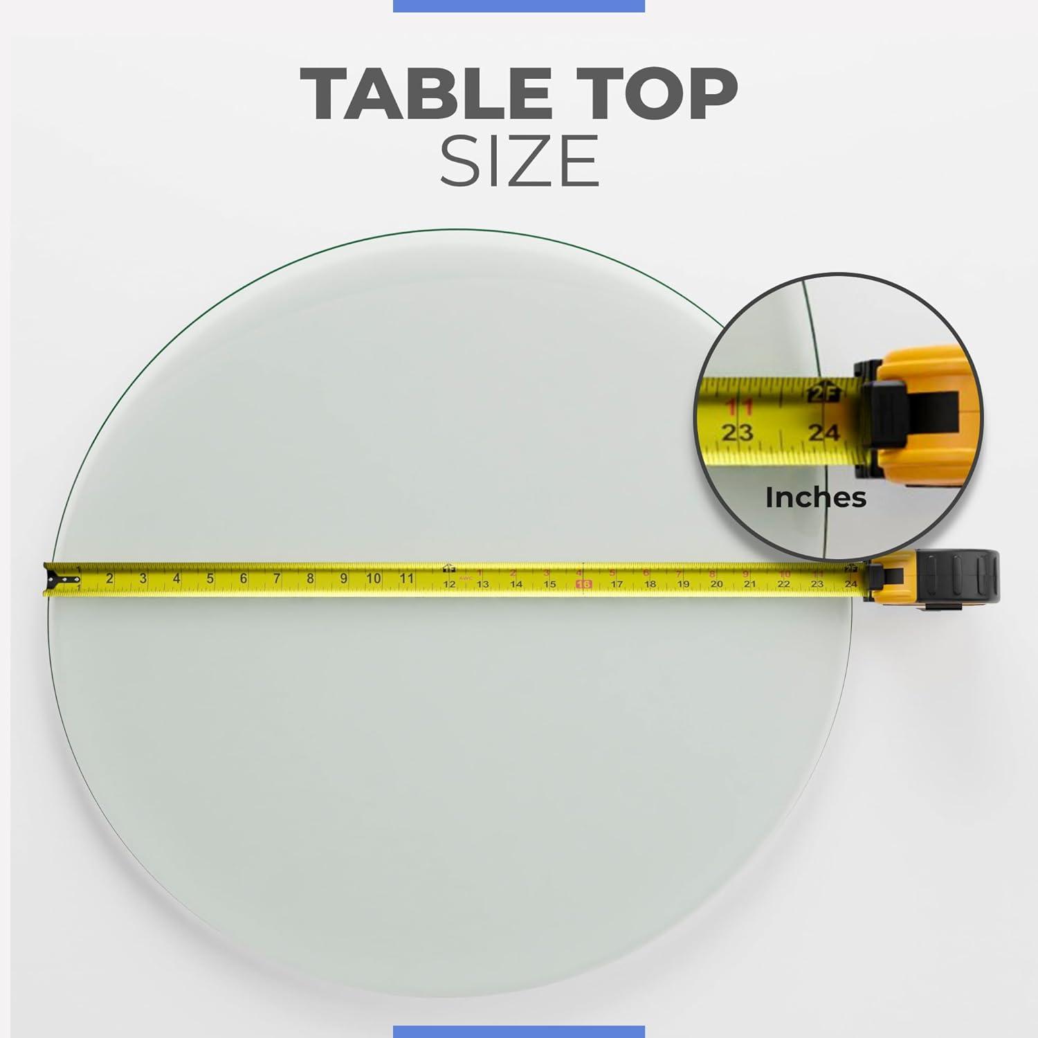 Pro Safe Glass 24" Round Tempered Glass Table Top 1/2" Thick Bevel Edge - Clear