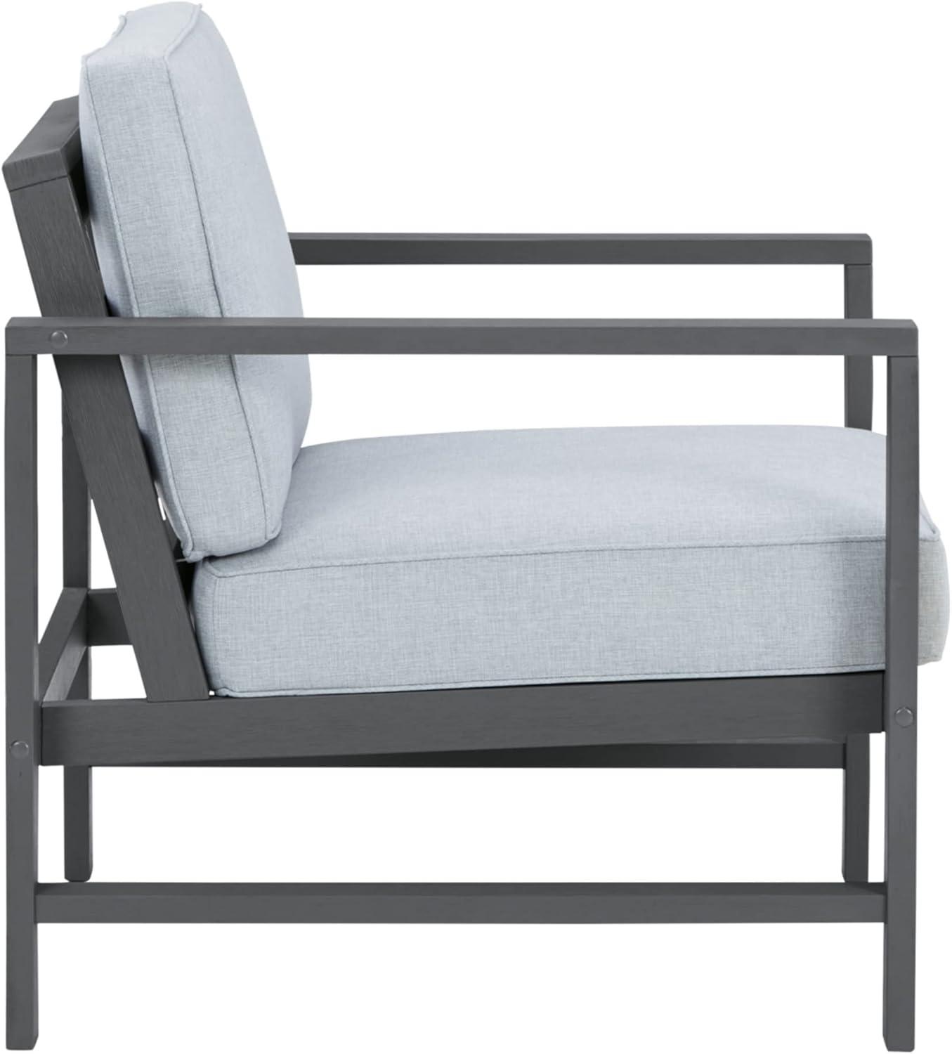 Elegant Gray Eucalyptus Wood Transitional Lounge Chair Set