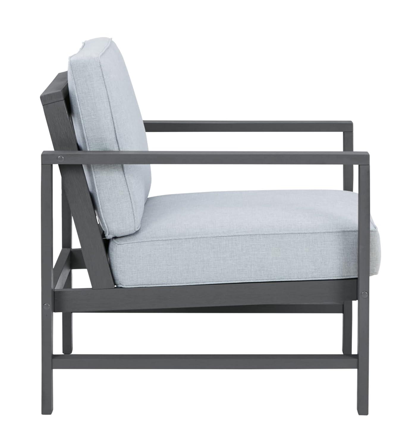 Elegant Gray Eucalyptus Wood Transitional Lounge Chair Set