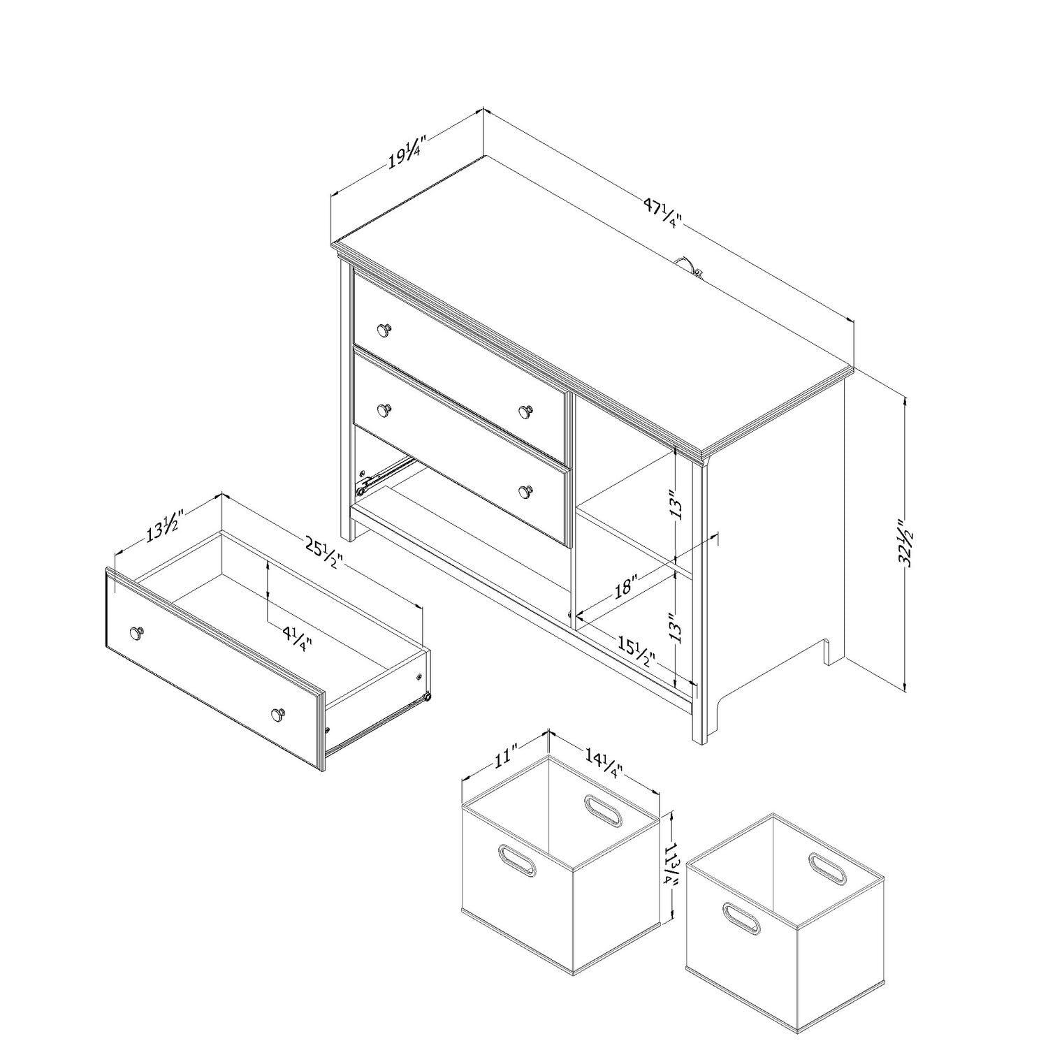 Cotton Candy 3-Drawer Dresser with Storage Baskets