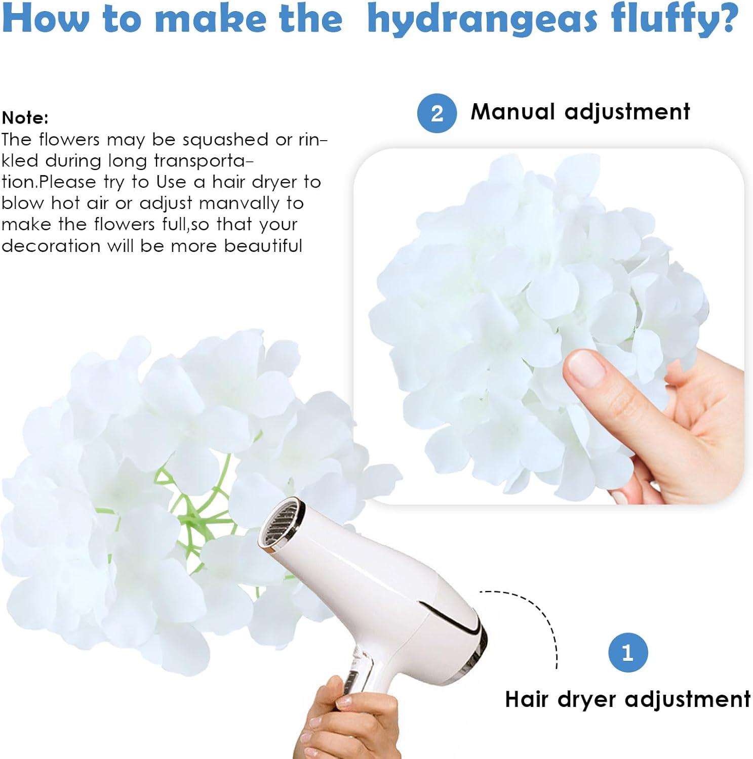 AVIVIHO Hydrangea Artificial Flowers Realistic White Fake Hydrangeas Silk Flowers with Stems Pack of 10 for Spring Mother's Day Easter Gifts Wedding Floral Bouquet Home Decor Party Decoration