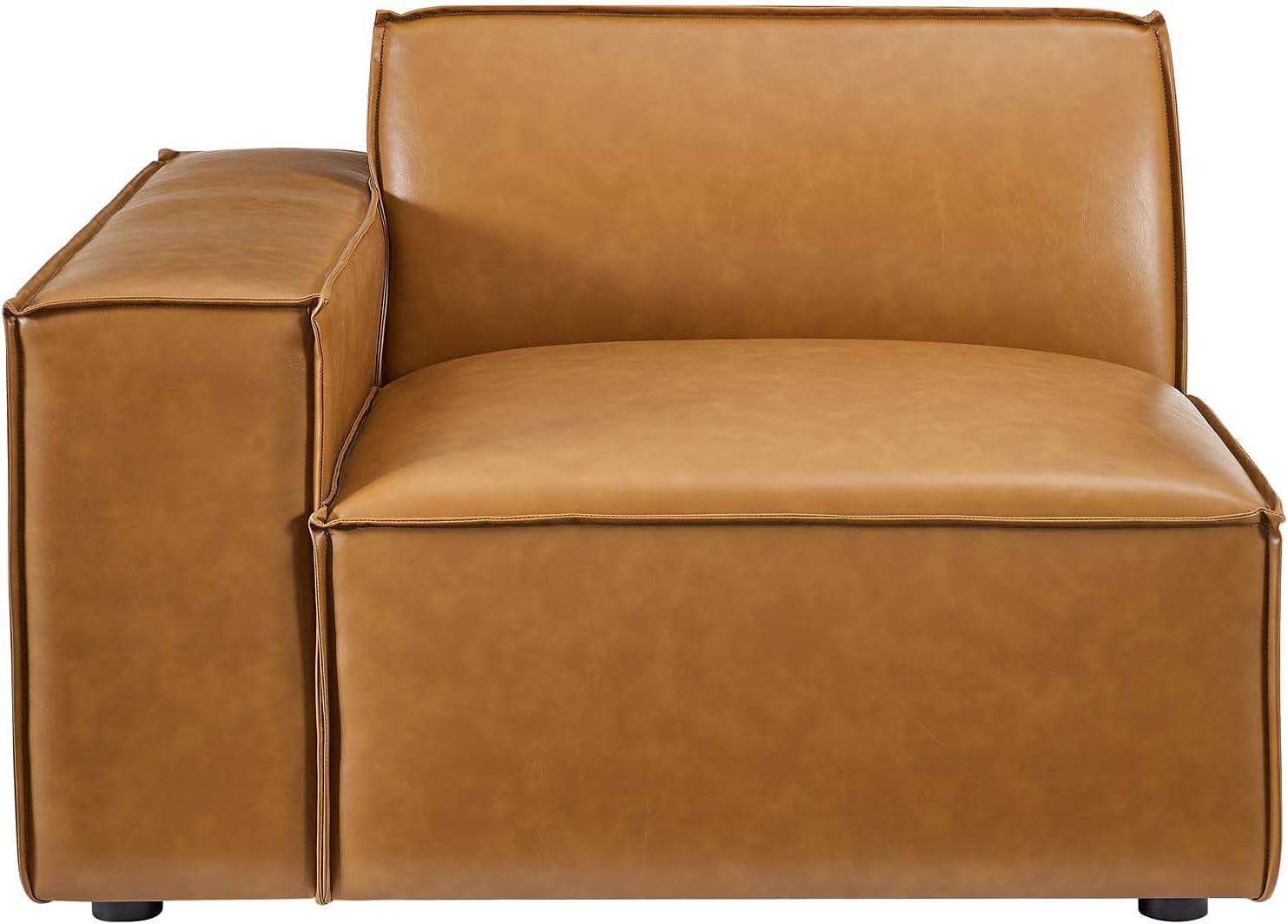 Modway Restore 2-Piece Faux Leather Upholstered Loveseat in Tan