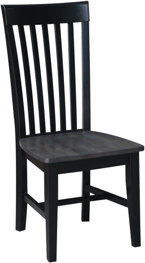 Set of Two Cosmo Tall Solid Wood Mission Chairs in Coal Black/Washed Black