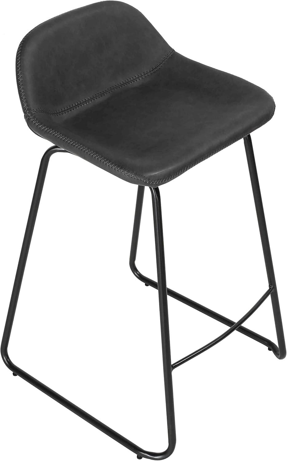 Cortesi Home Ava Counterstools in Charcoal Black Faux Leather (Set of 2)