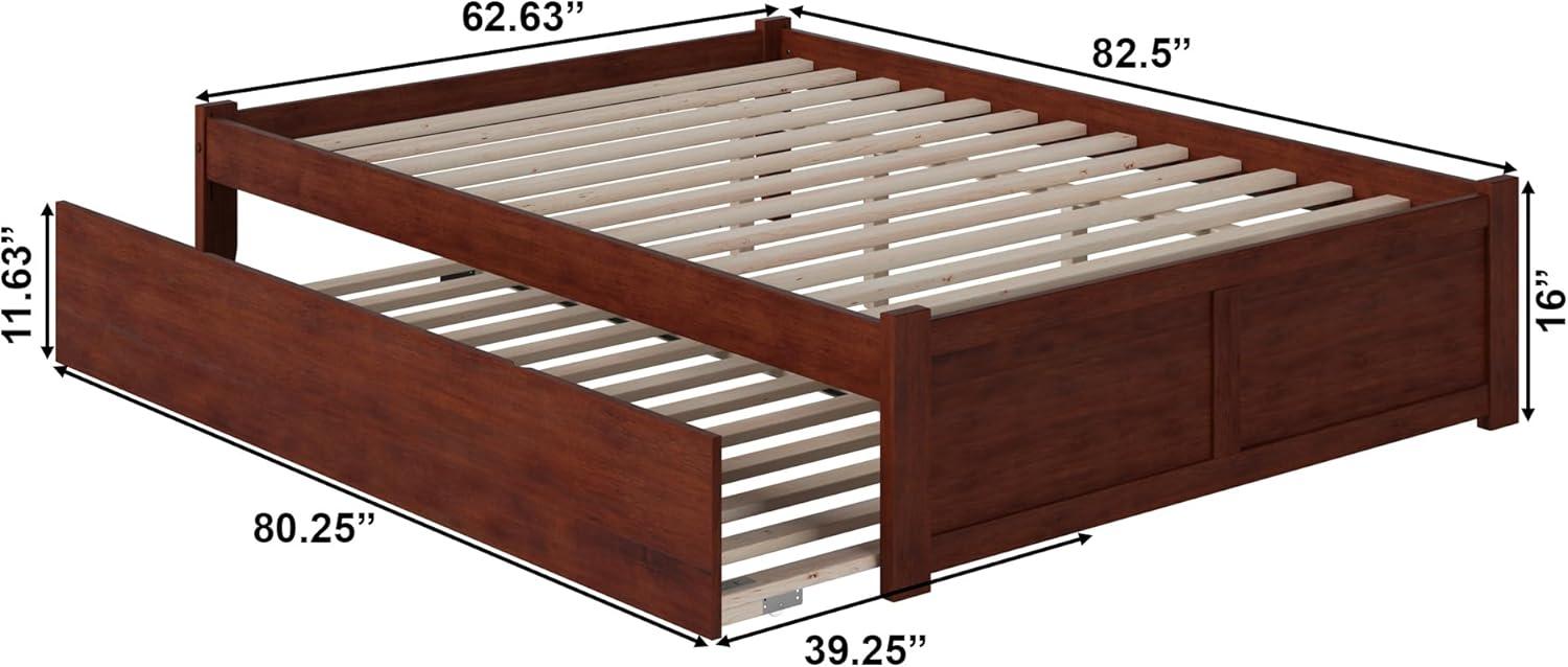 Concord Queen Bed with Footboard and Twin Extra Long Trundle in Walnut