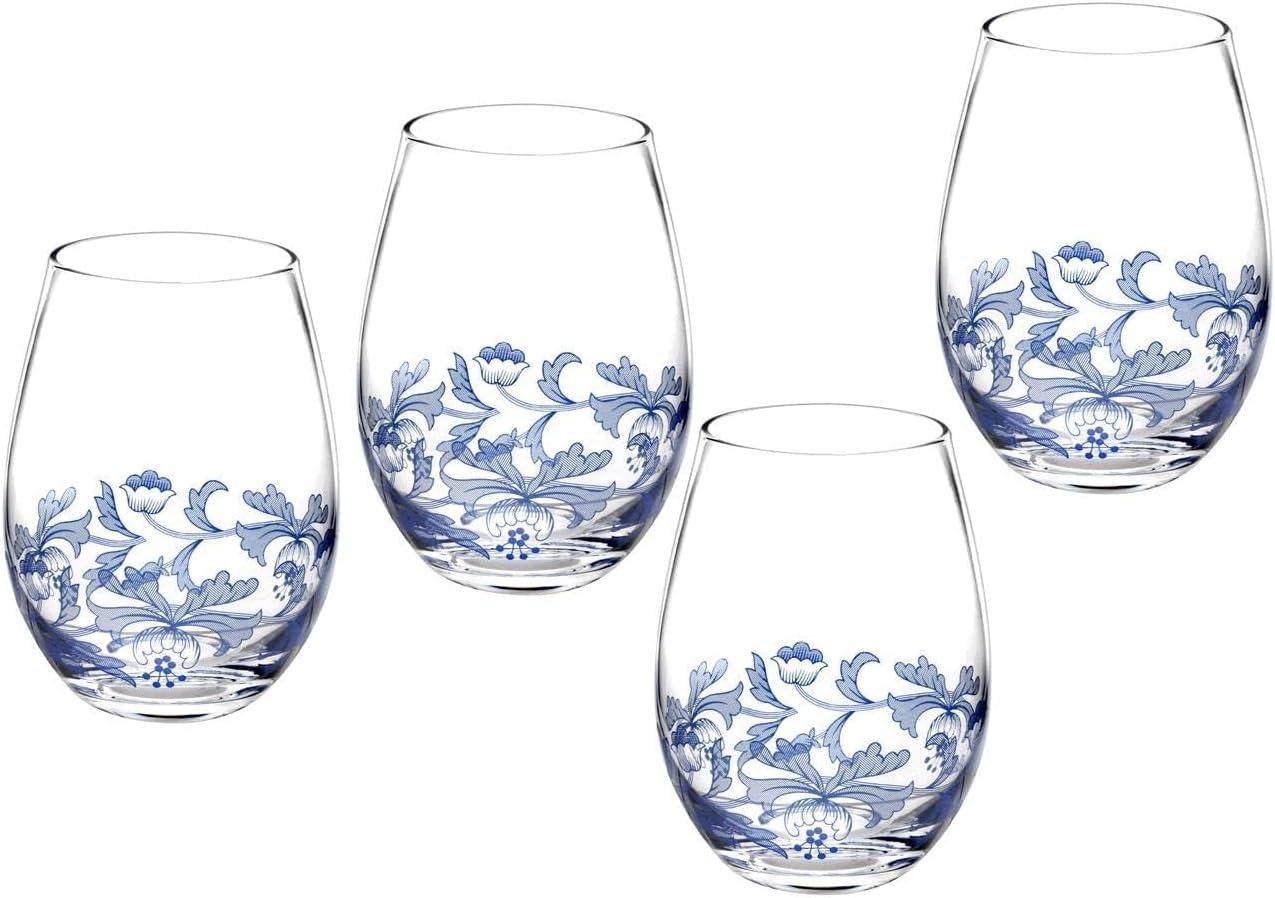 Spode Blue Italian Stemless Glasses 19 Oz (Set of 4)
