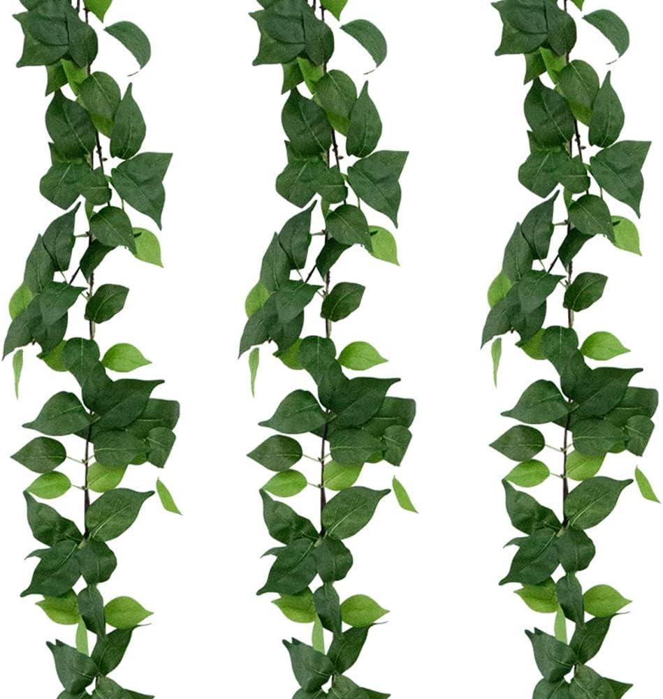 3 Strands Odorless Artificial Ivy Vines Kit, 71" Silk Ivy Garland with Green Leaves, Fake Hanging Plants Greenery Decoration for Bedroom, Windows, Walls, Wedding, Outdoor Decor (Green)