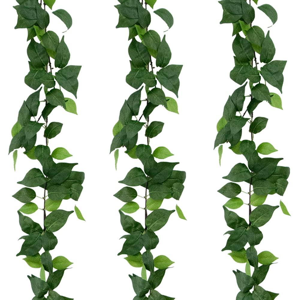 3 Strands Odorless Artificial Ivy Vines Kit, 71" Silk Ivy Garland with Green Leaves, Fake Hanging Plants Greenery Decoration for Bedroom, Windows, Walls, Wedding, Outdoor Decor (Green)
