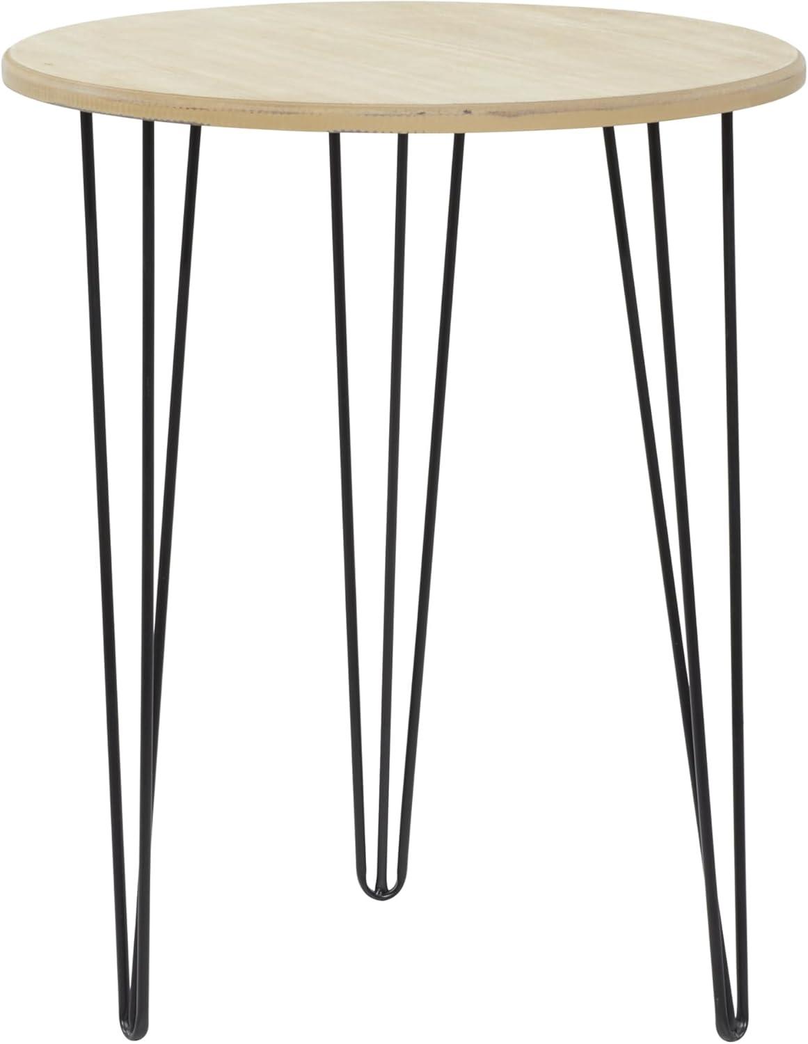 Modern Wood and Metal Accent Table Light Brown - Olivia & May: Compact, Indoor, Easy to Assemble