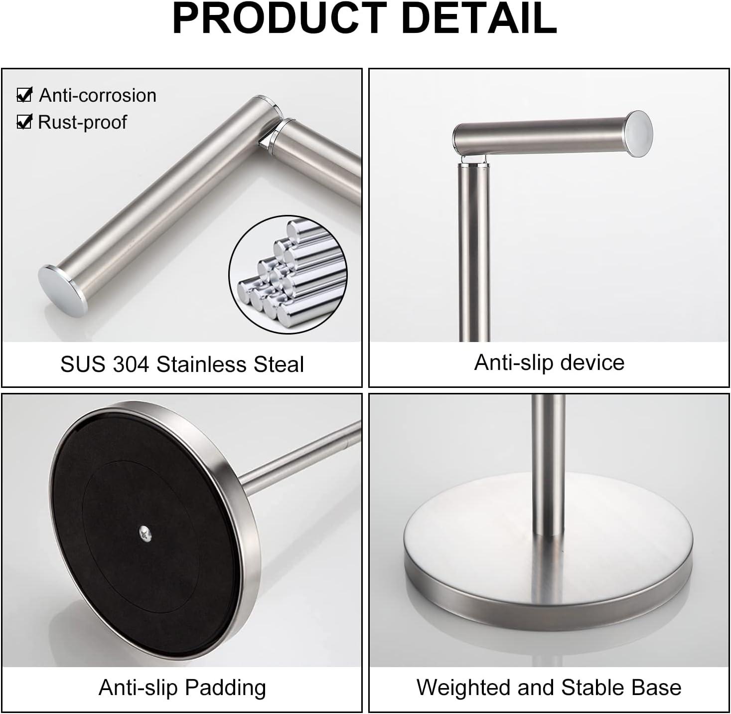 Brushed Nickel Stainless Steel Freestanding Toilet Paper Holder