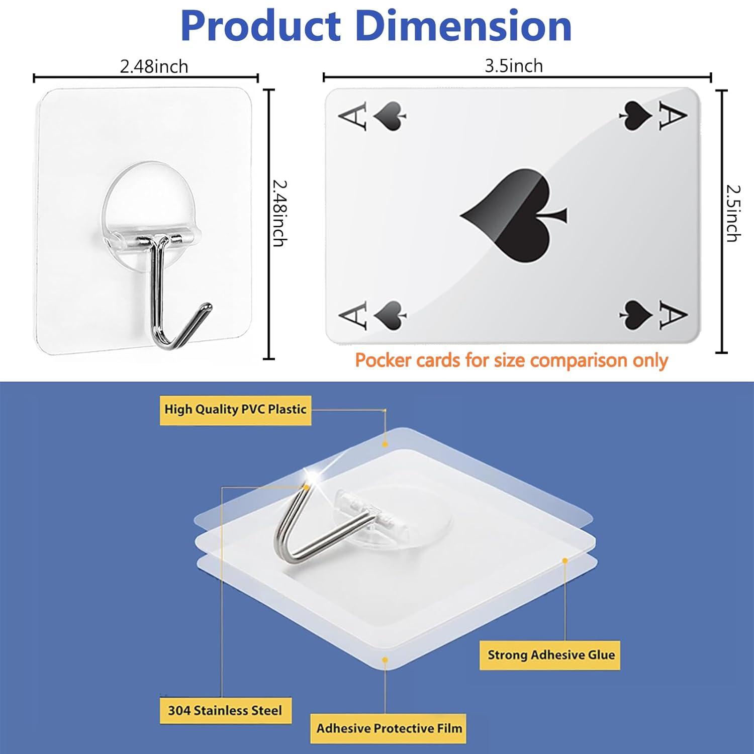 Adhesive Hooks for Hanging Heavy Duty Wall Hooks Self Adhesive Towel Coat Hooks Waterproof Transparent Hooks for Bathroom Shower Kitchen Keys Door Outdoor Home Improvement Utility Hook 20 Pack