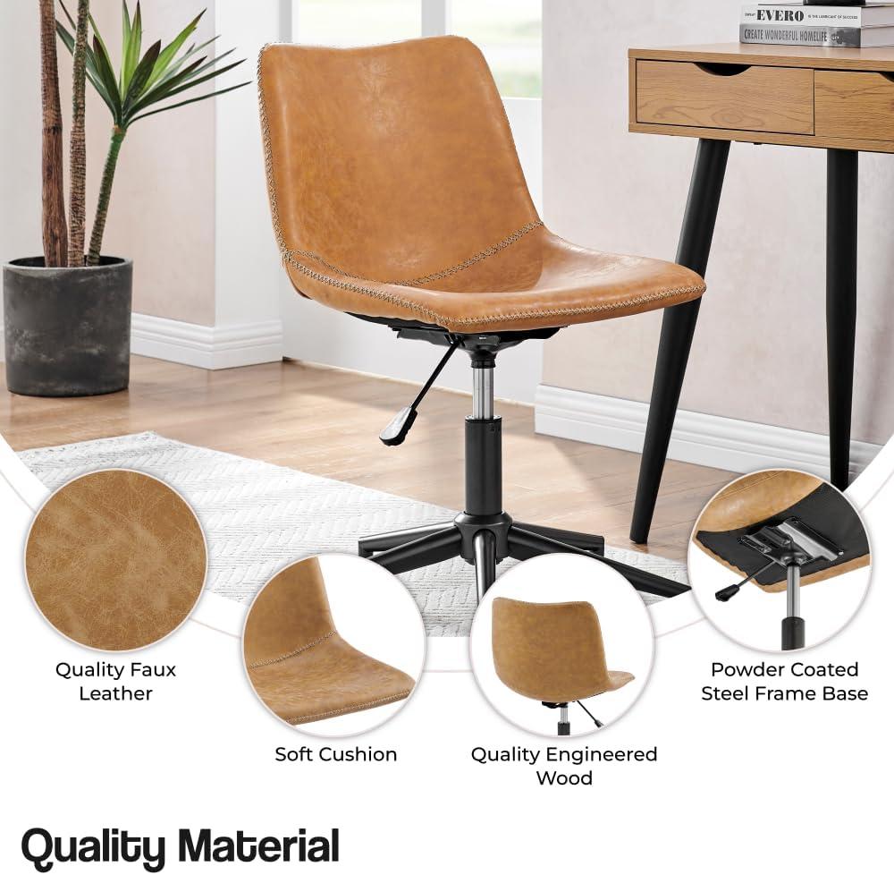 New Pacific Direct Clarke 22" PU and Plywood Swivel Office Chair in Yellow