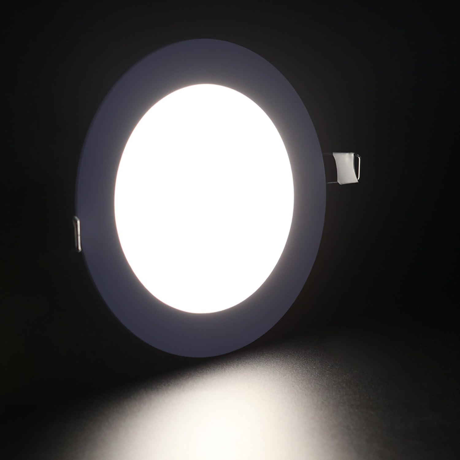 Facon 5Pcs Waterproof Dimmable 5'' 560Lumen 12V RV Bathroom Ceiling Lamp Recessed LED Lighting, Ultra-Thin Puck Light, 4000K Cool White Light, For Camper Van Truck Motorhome Boat Sailboat Roof Car