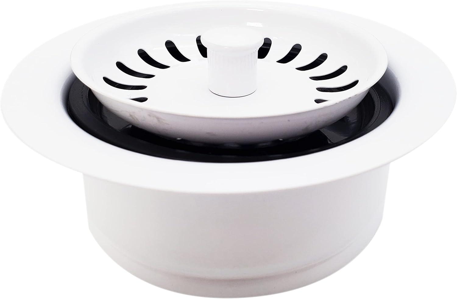 Westbrass D2089SEV-50 3-1/2" Kitchen Sink Waste Disposal Drain Flange and Basket Strainer, Powder Coat White