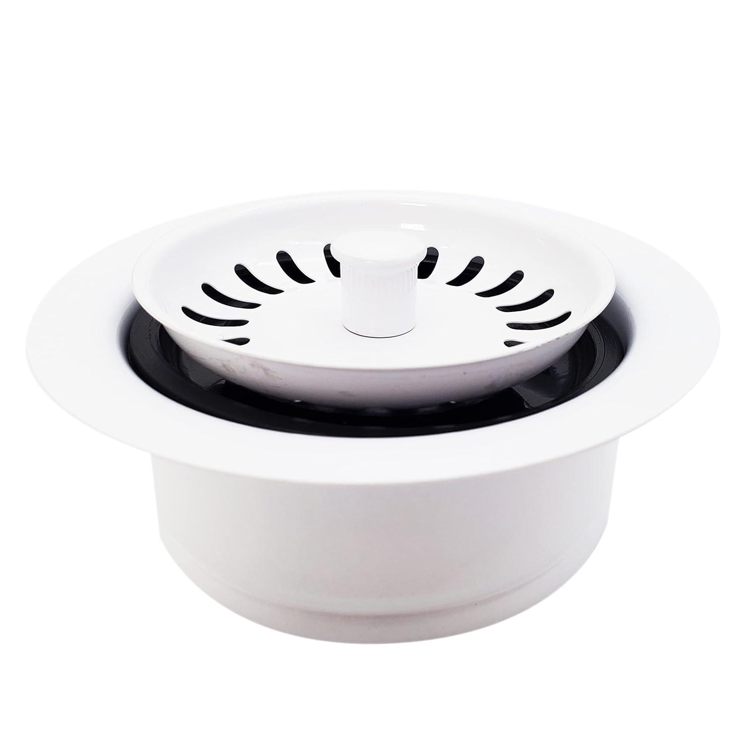 Westbrass D2089SEV-50 3-1/2" Waste Disposal Drain Flange and Basket Strainer, Powder Coat White