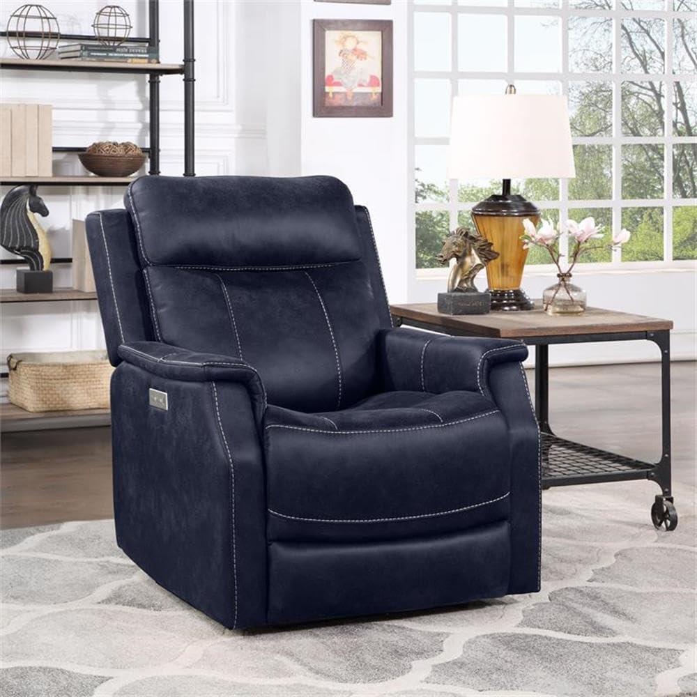 Single Seat Recliner Lounge Chair with USB Port, Fabric Upholstered Arm Chair with Retractable Footrest and Pillow, Comfy Single Sofa Accent Chair for Bedroom Living Room