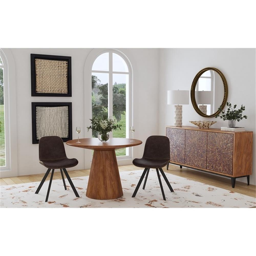 Chestnut Brown Round Mango Wood Dining Table