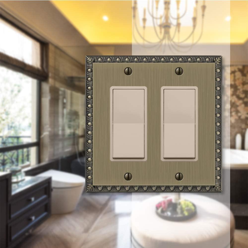 Brushed Brass Double Rocker Cast Metal Wallplate