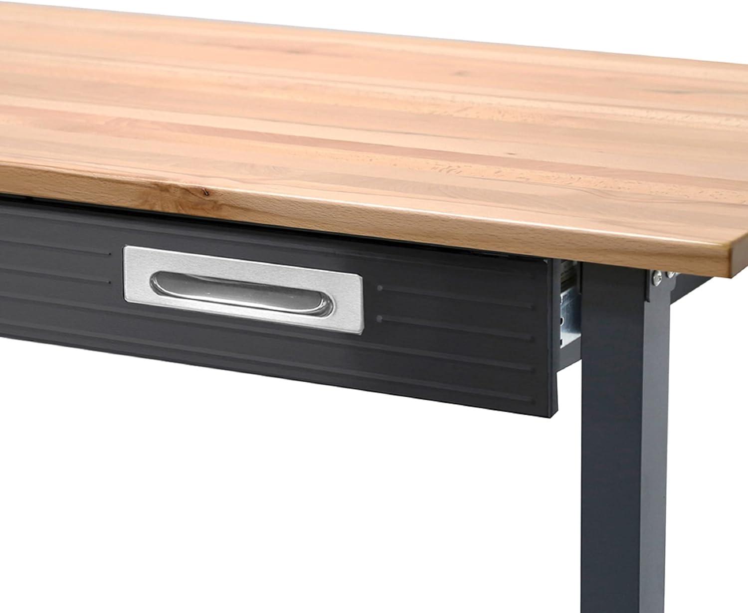 UltraGraphite Solid Wood Top Workbench on Wheels with Steel Drawer