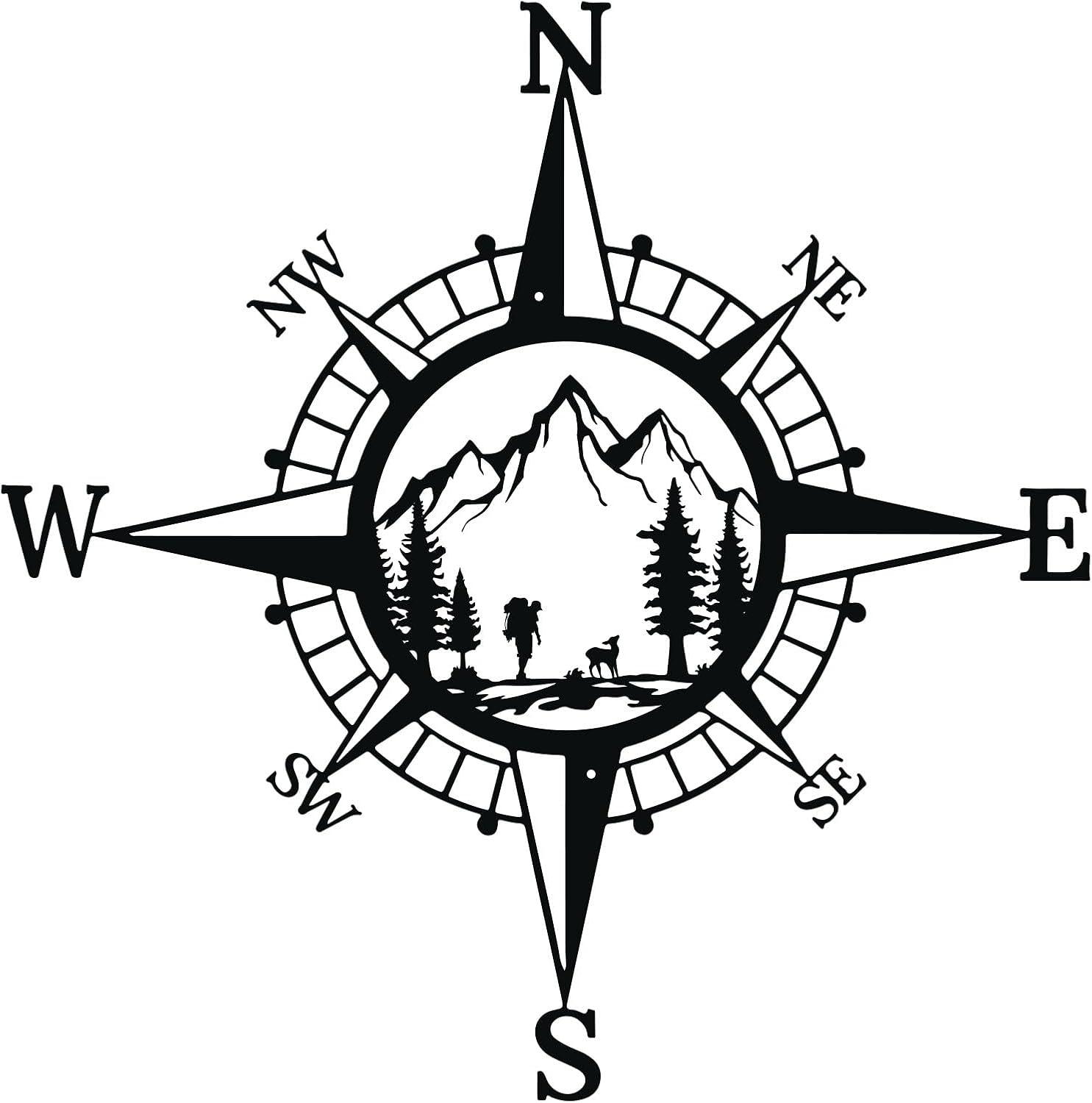 Ploknplq Home Decor Desk Decor Porch 11 Bedroom Wall Metal Compass Nautical Room Inch Office Living Terrace Decoration Garden Decoration Decoration & Hangs Wall Decor