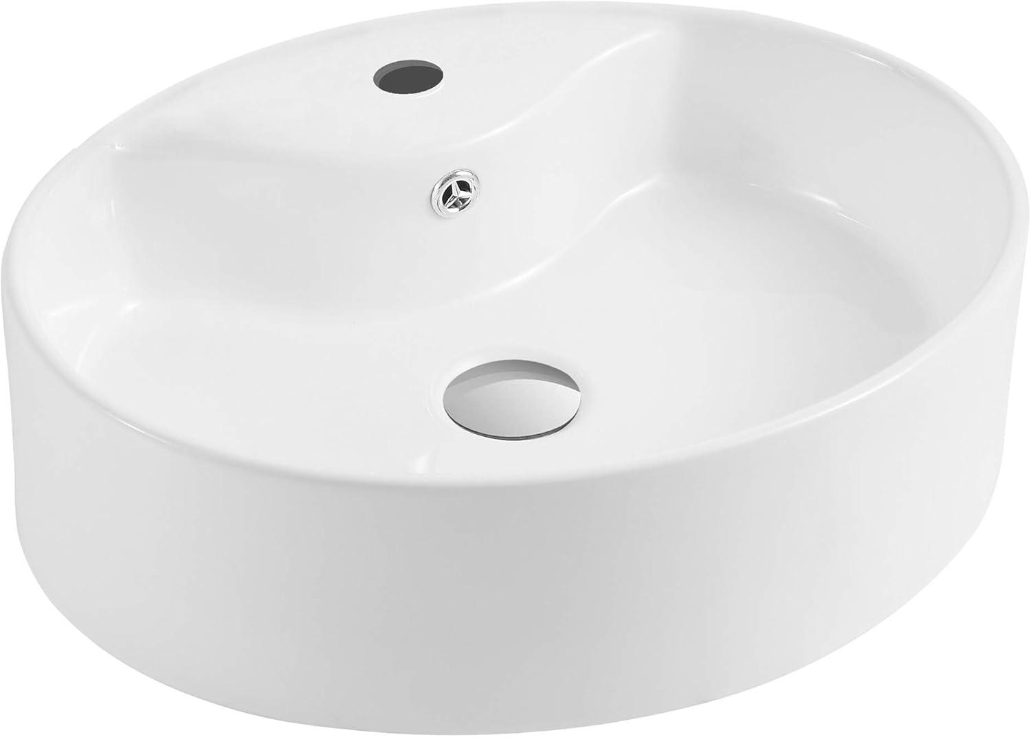 Safavieh Brook 16.7'' White Ceramic Circular Bathroom Sink with Overflow