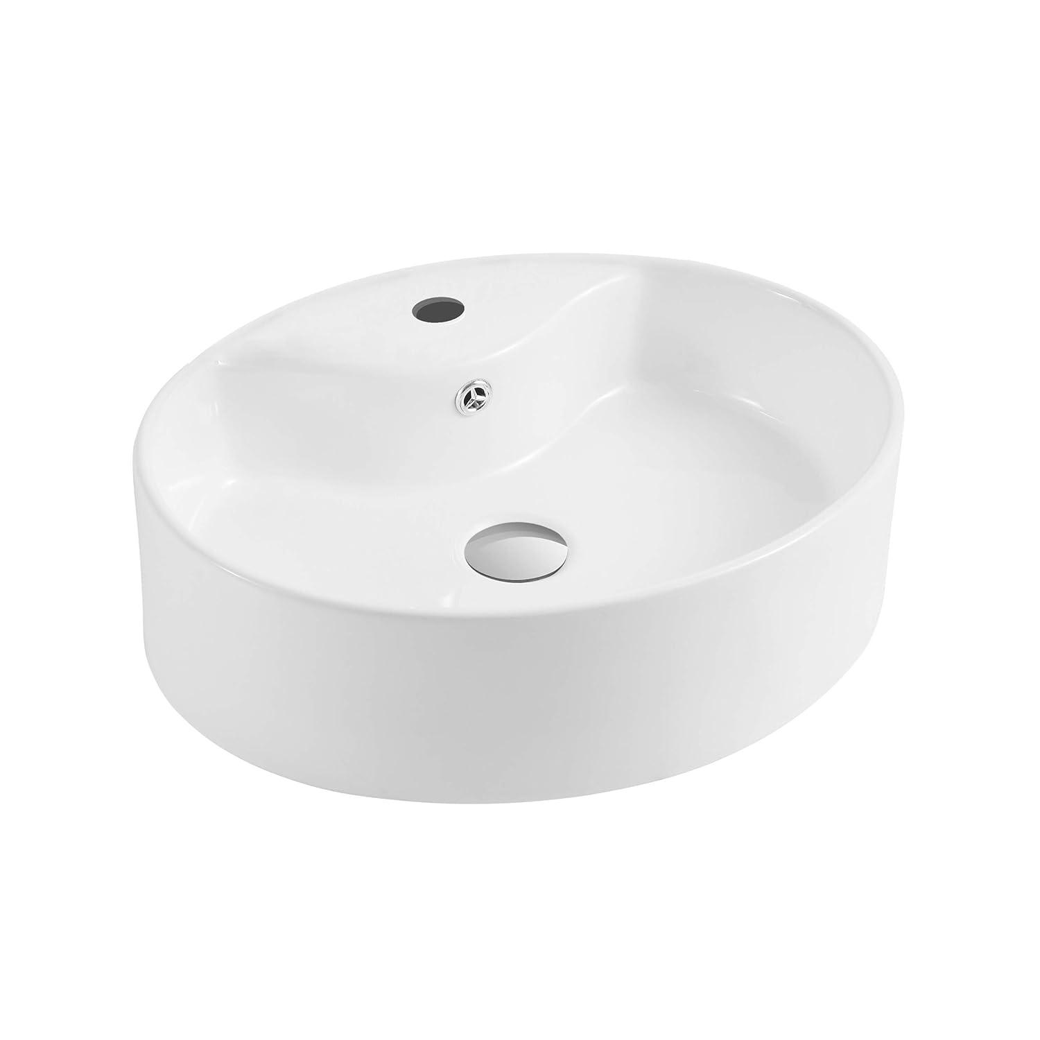 Safavieh Brook 16.7'' White Ceramic Circular Bathroom Sink with Overflow