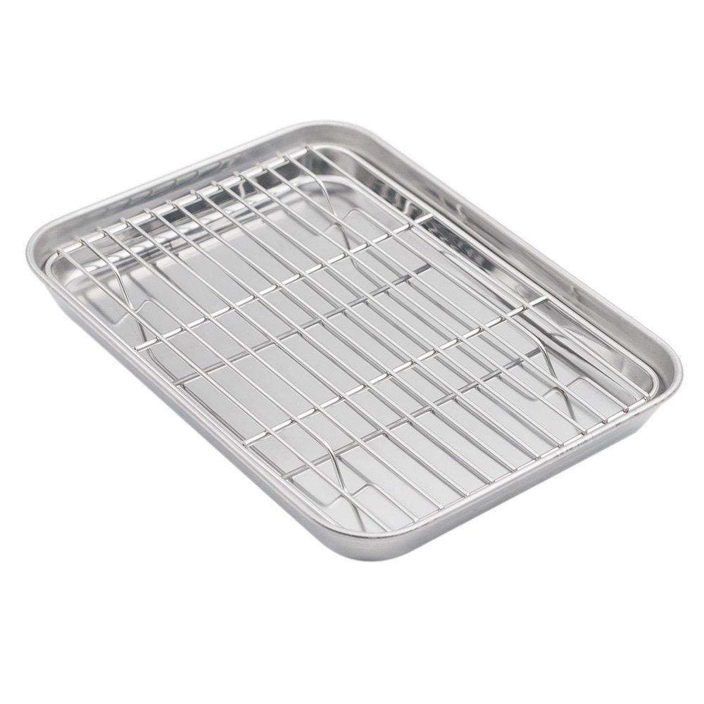 Mlfire Baking Sheets and Racks Set Stainless Steel Baking Sheet Chef Baking Sheet with Wire Rack Set for Oven and Dishwasher Non Toxic Heavy Duty Easy Clean Cooling Rack Set