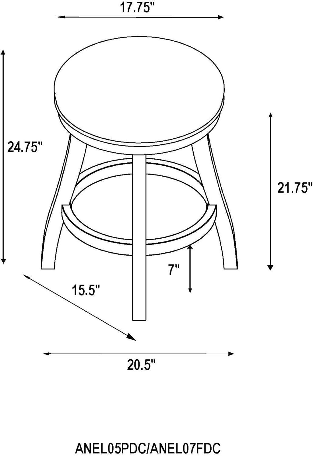 Alaterre Ellie Upholstered Swivel Bar Stool Chairs with Padded Seat and Back, Rubberwood Frame with Metal Kick Plate