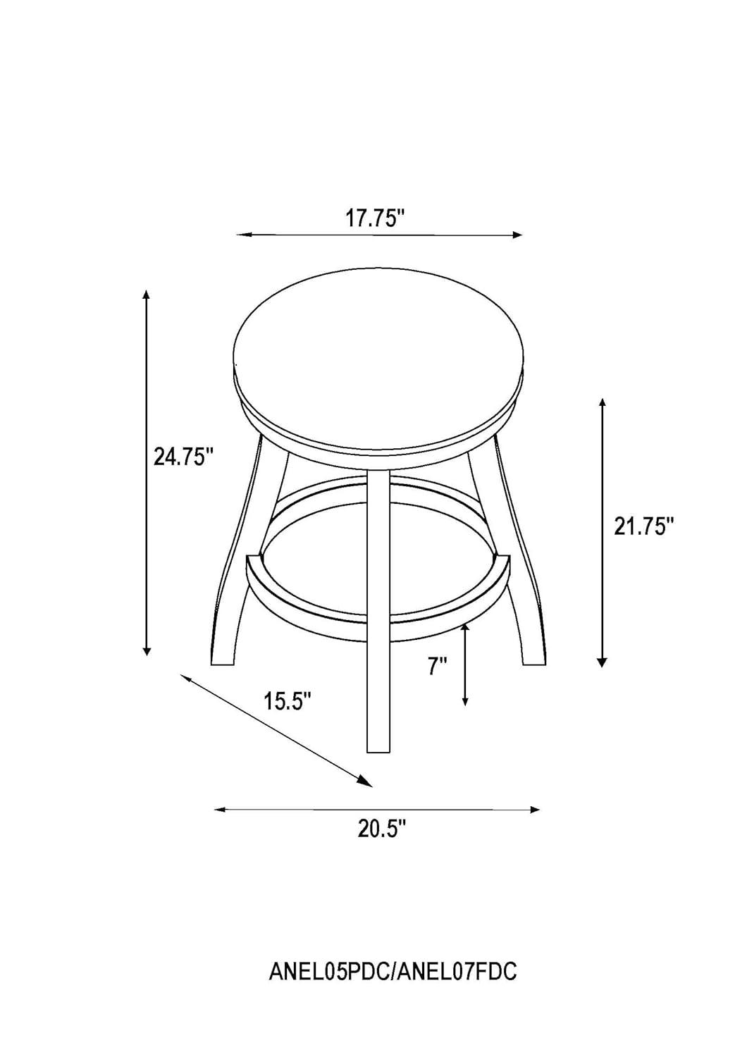 Alaterre Ellie Upholstered Swivel Bar Stool Chairs with Padded Seat and Back, Rubberwood Frame with Metal Kick Plate
