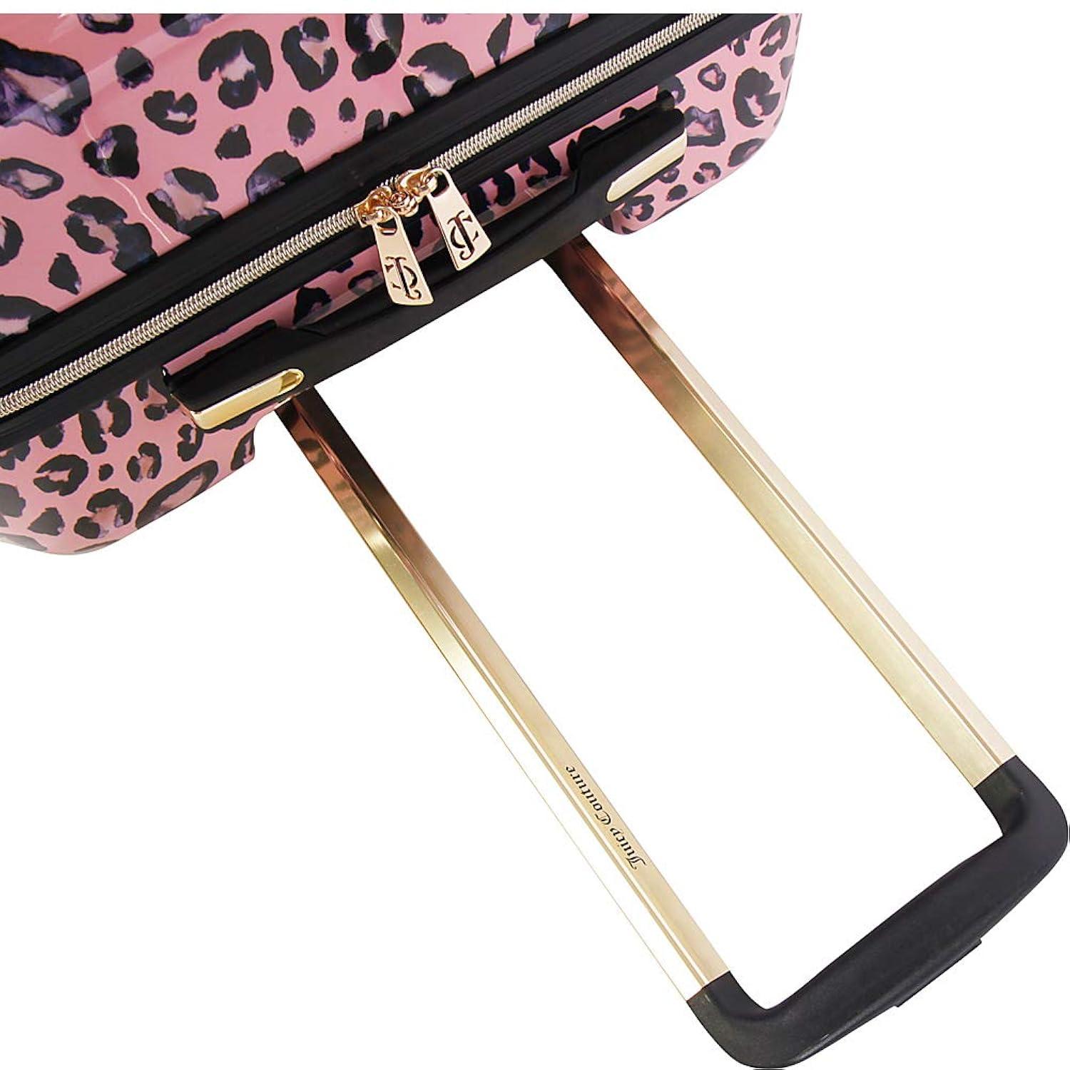 Juicy Couture Women's Jane 3-Piece Hardside Spinner Luggage Set, Telescoping Handles, Pink Leopard, One Size
