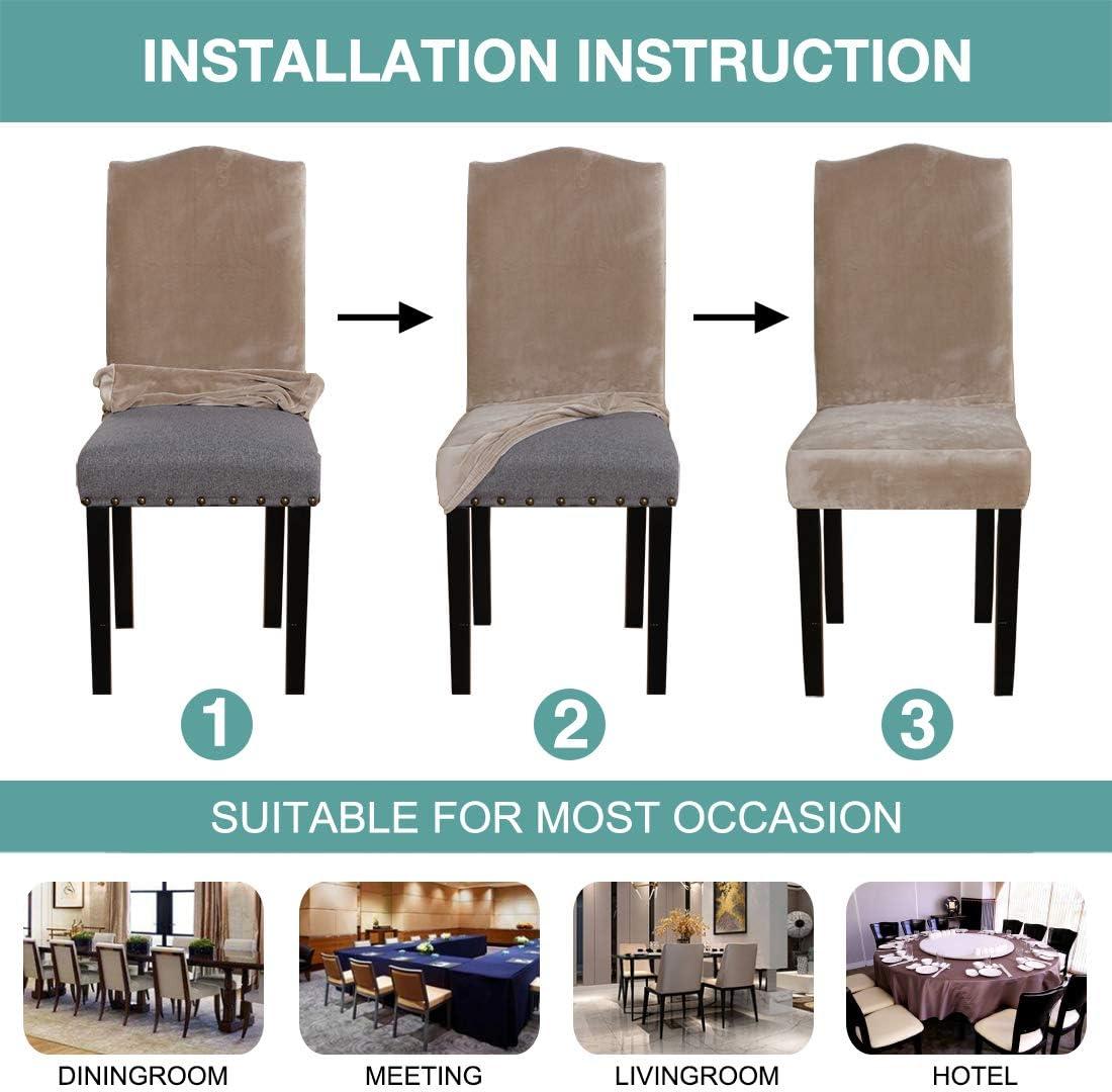 Taupe Velvet Stretch Dining Chair Covers Set of 4