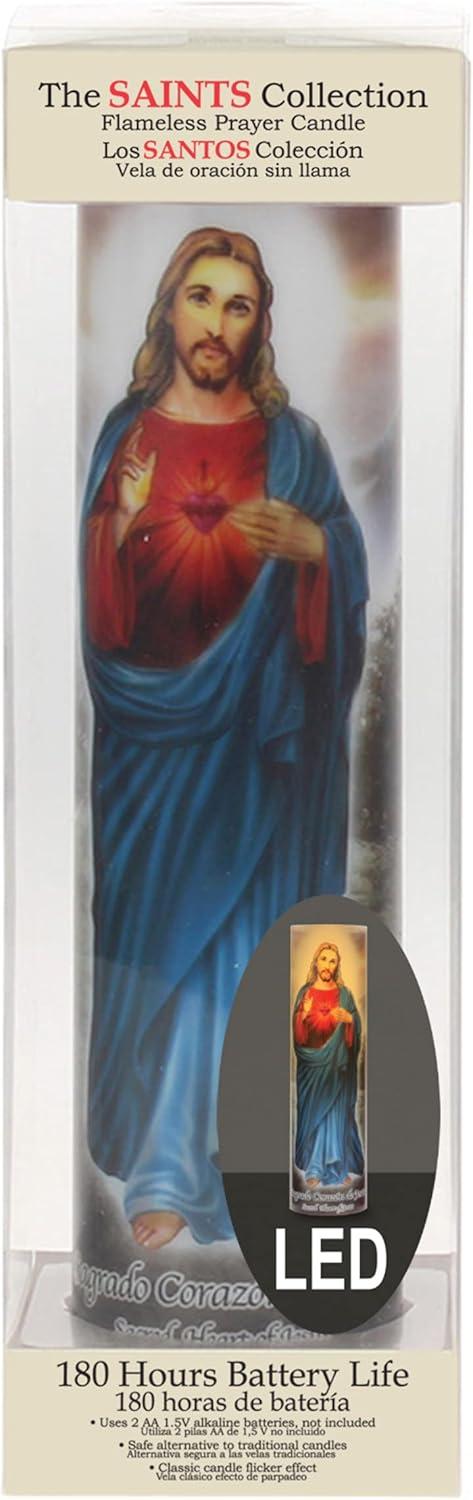 Divine Glow 8" Multi-Color LED Flameless Prayer Pillar Candle