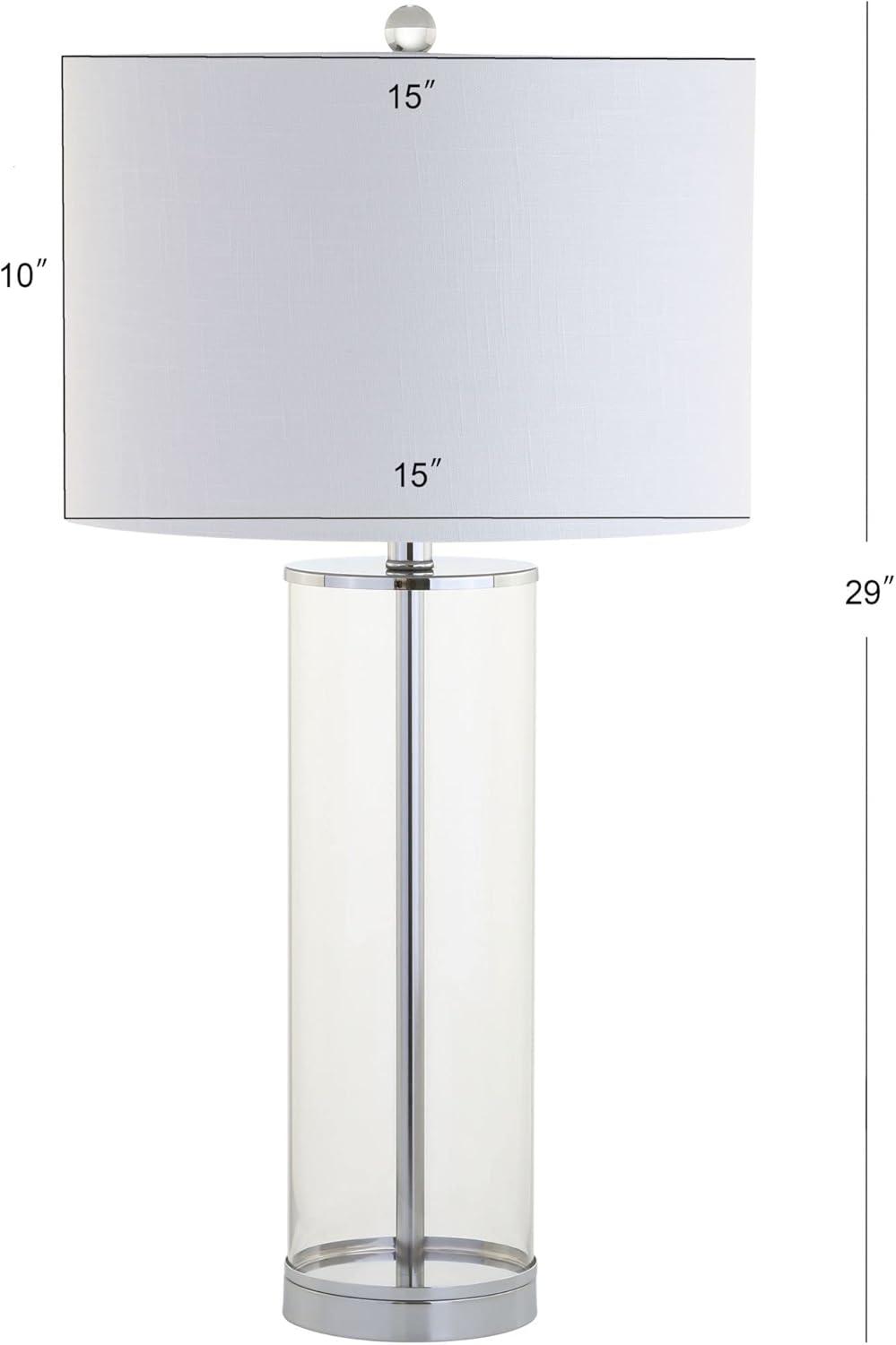 Harper 29" White Linen Shade Glass Table Lamp, Energy Efficient