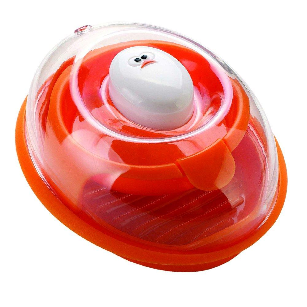 Compact Orange Microwave Bacon and Egg Cooker with Clear Lid