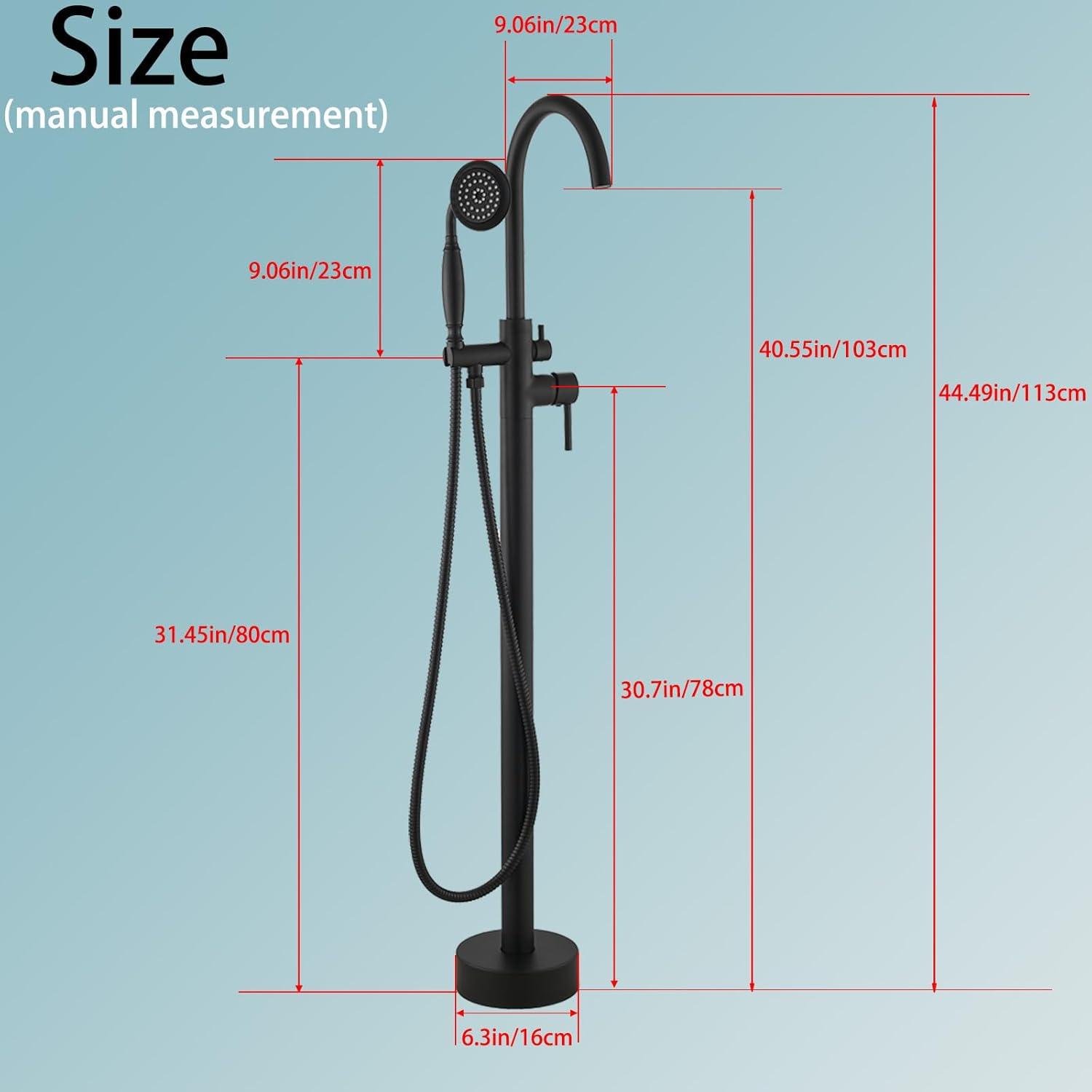 Black Stainless Steel Freestanding Bathtub Faucet with Hand Shower