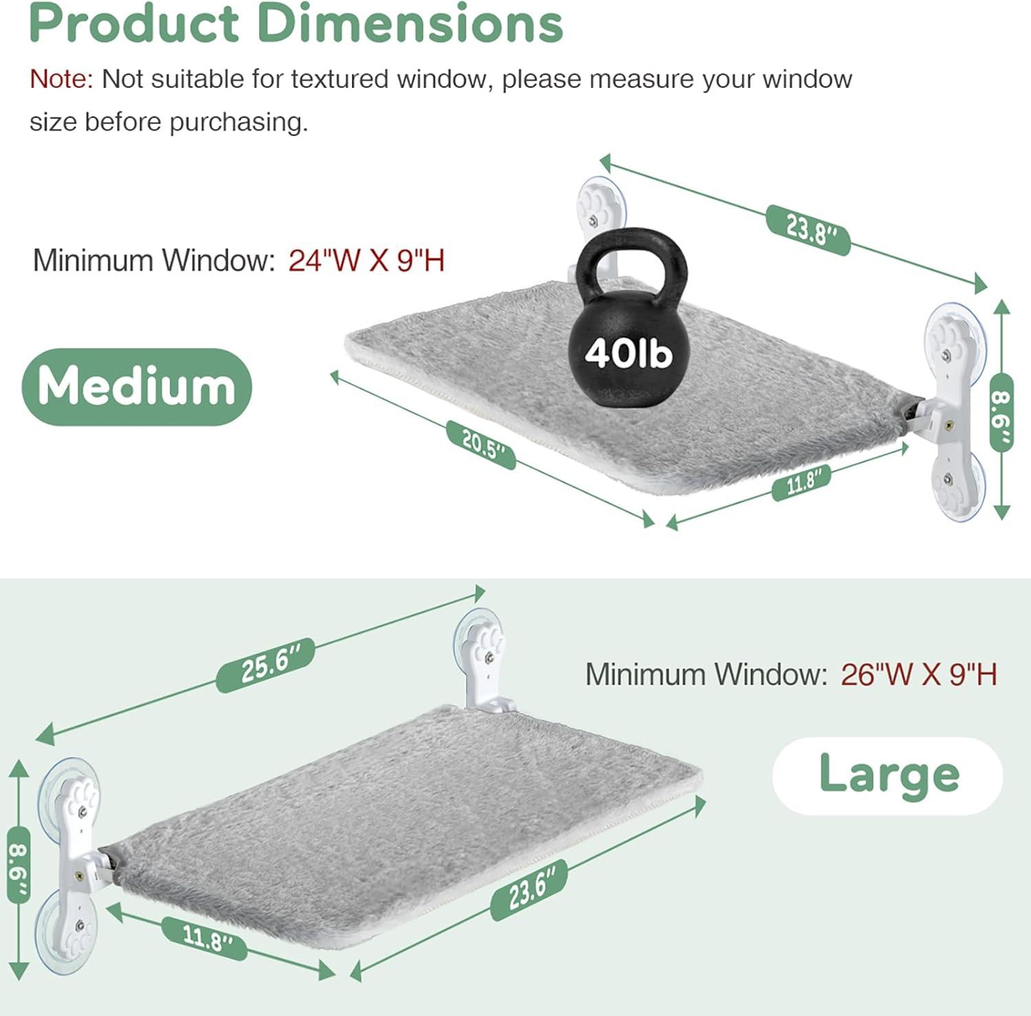 Tucker Murphy Pet™ Foldable Cat Hammock For Window - Cordless, Embeded Machine Washable Padded Bed, Robust Metal Frame - Cat Window Perch For Large Cats And Kittens (White Bolster Bed, Large)