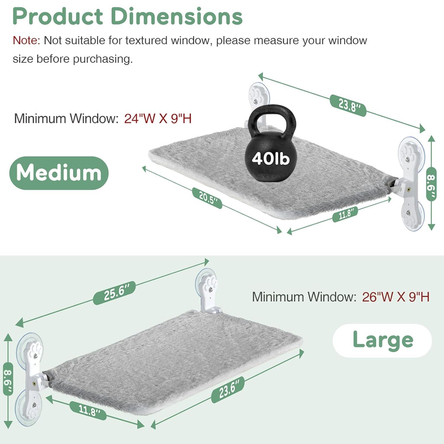 Tucker Murphy Pet™ Foldable Cat Hammock For Window - Cordless, Embeded Machine Washable Padded Bed, Robust Metal Frame - Cat Window Perch For Large Cats And Kittens (White Bolster Bed, Large)