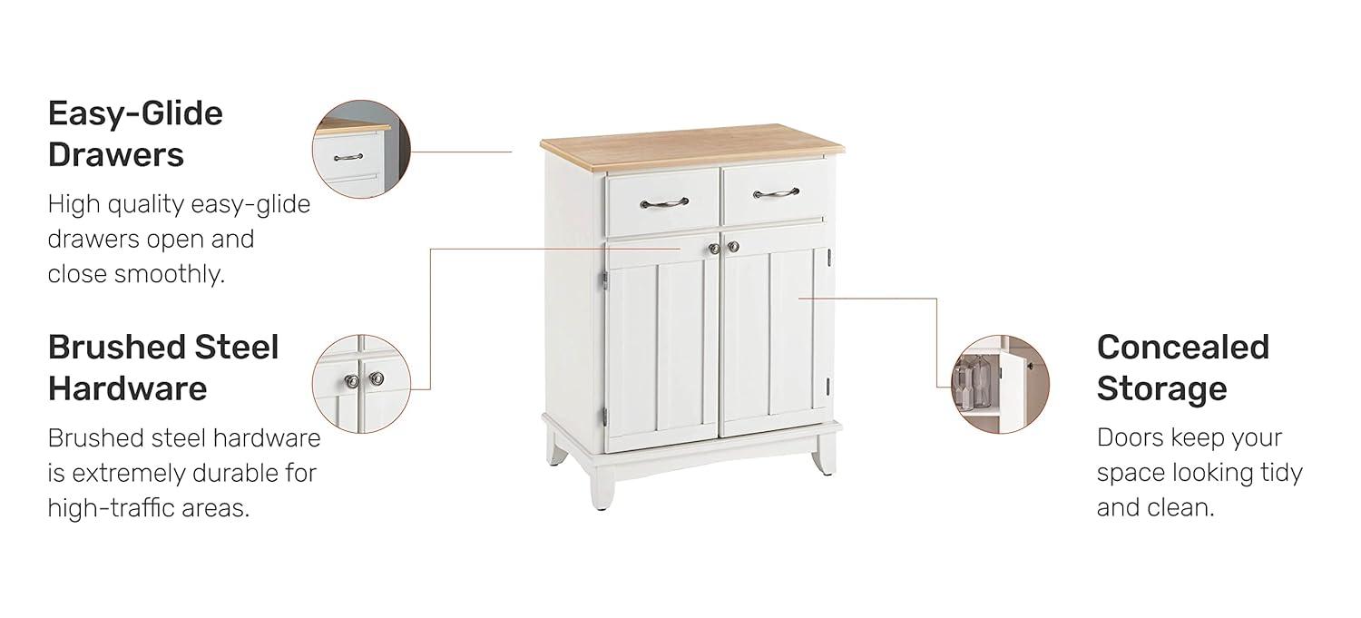 36" Sideboard Buffet Servers with Wood Top White - Home Styles: Traditional Style, Adjustable Shelves, Storage Cabinet