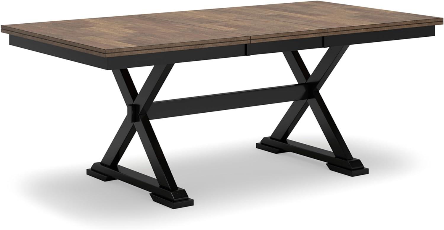 Black and Brown Extendable Farmhouse Dining Table with Butterfly Leaf