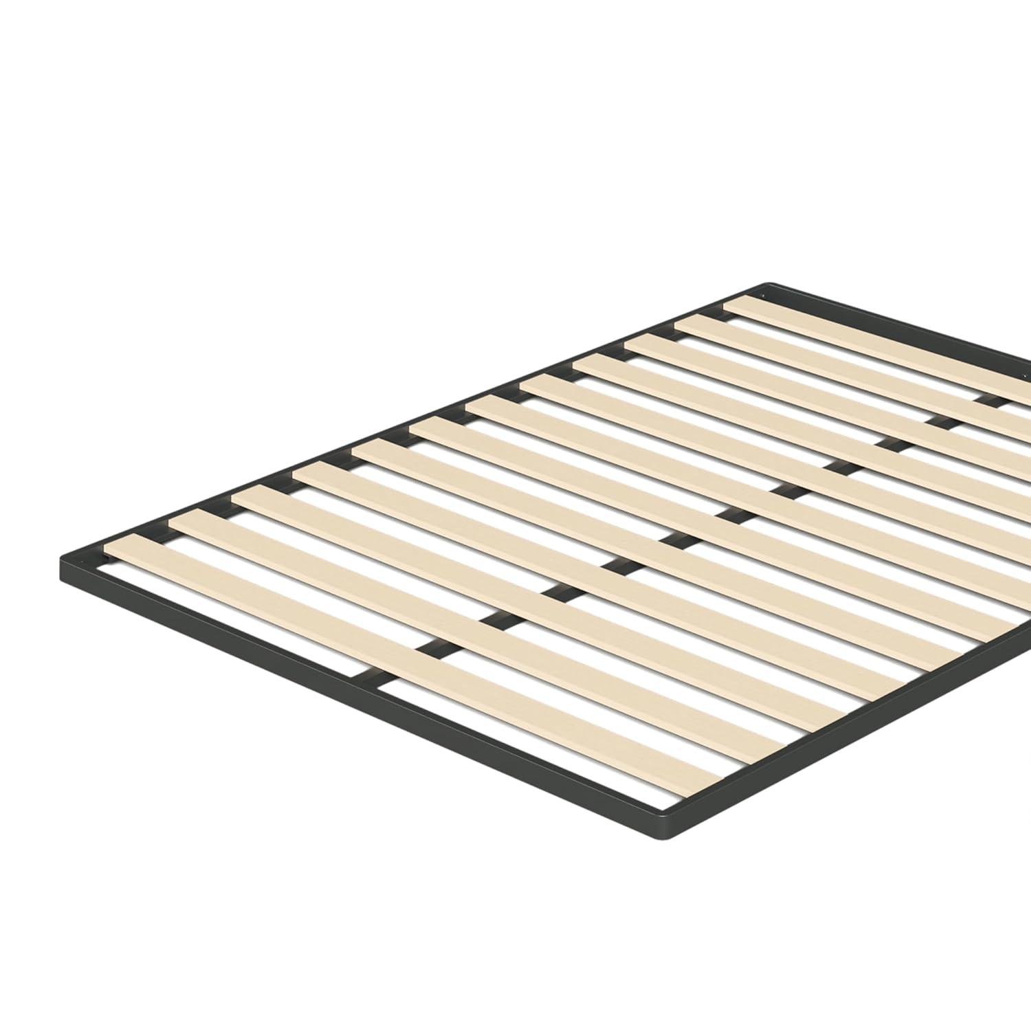 Full Size Black and Beige Wood Slat Bunkie Board