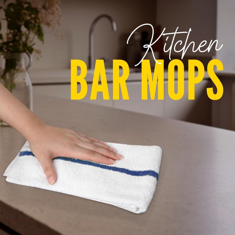 Avalon Towels Terry Bar Mop Towels (Value Pack of 60) Size 16"x19" – Absorbent and Durable, Multipurpose Cleaning Rags, Cotton Cleaning Cloths, Terry Cloth Rags, Reusable Shop Rag