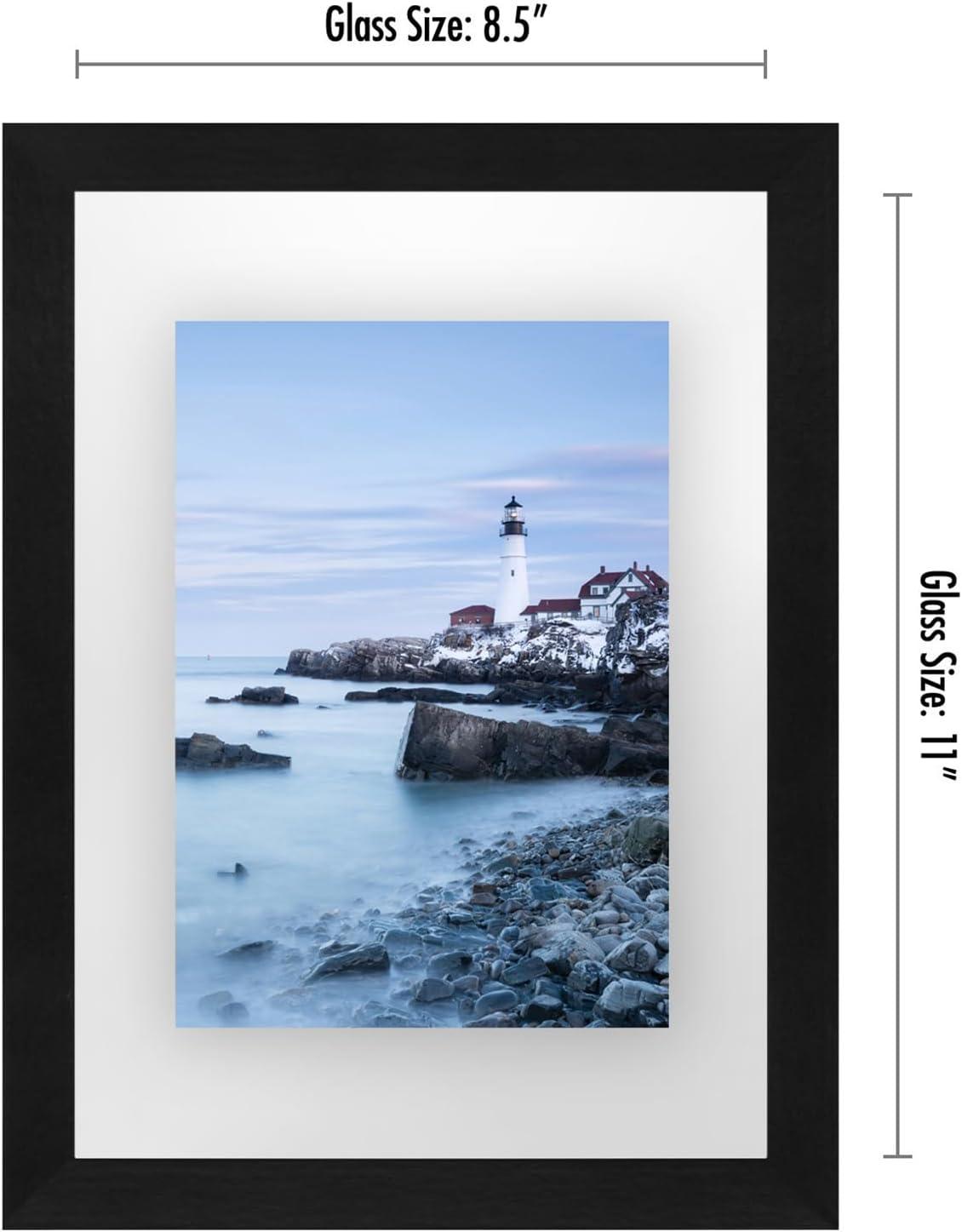 Americanflat Black Floating Picture Frame | Displays Any Size Photo up to 8.5 x 11 Inches. Lead Free Glass. Hanging Hardware Included!