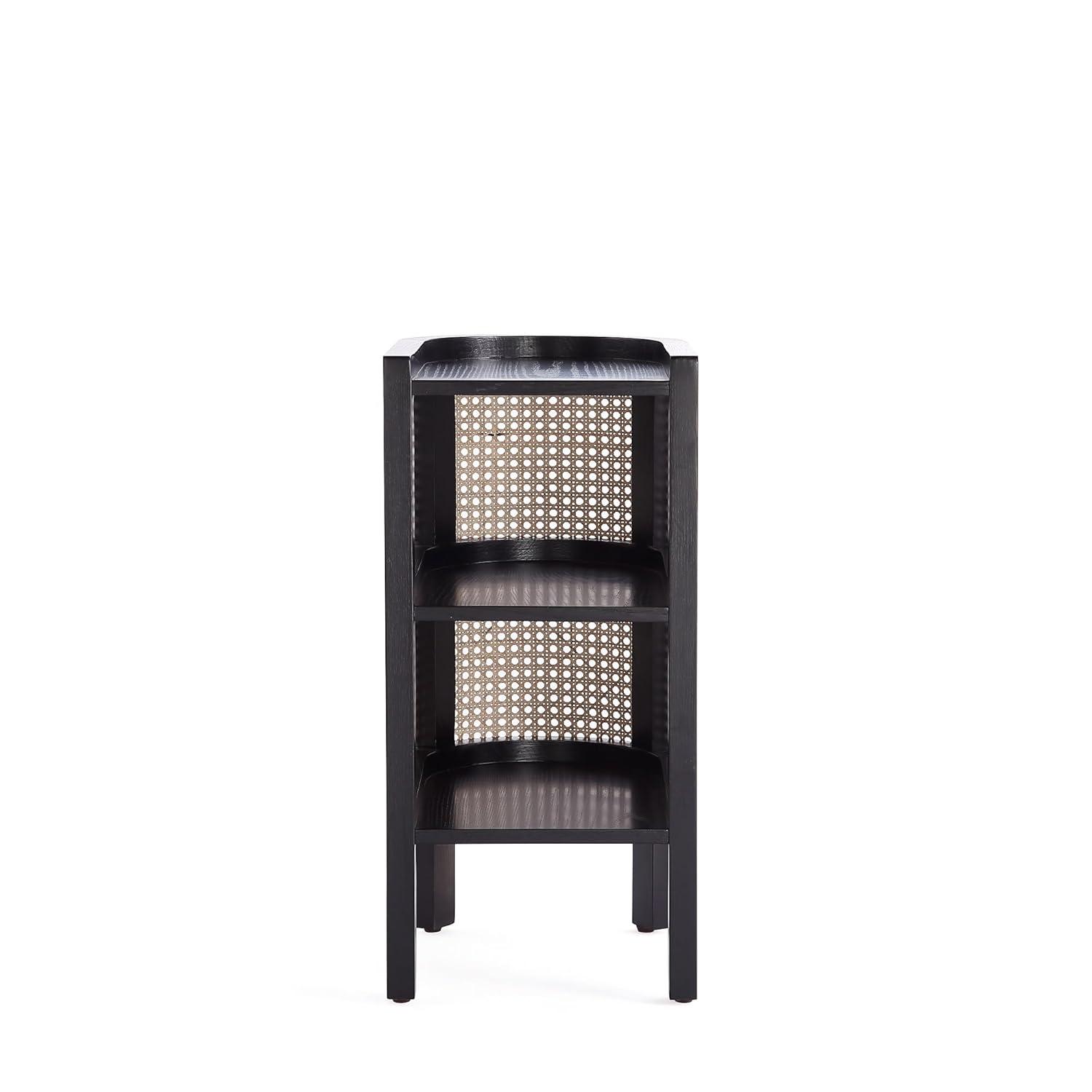Set of 2 Versailles End Tables Black/Natural - Manhattan Comfort: Boho Style, Fixed Shelves, No Assembly Required