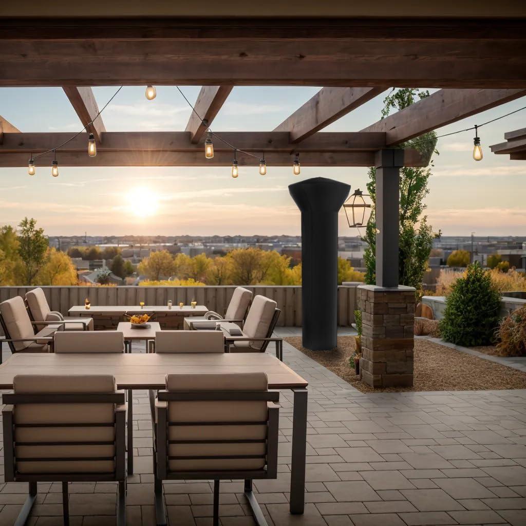 Balken Home Fire Sense Outdoor Full Length Patio Heater Vinyl Cover, Black