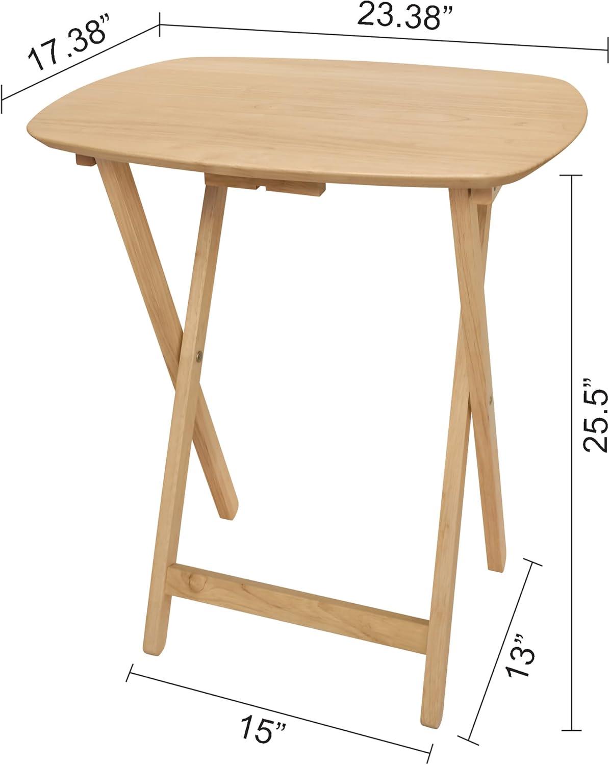 eHemco Wood Oversized Foldable TV Tray Table for Eating, 25.5 inches Height, Natural