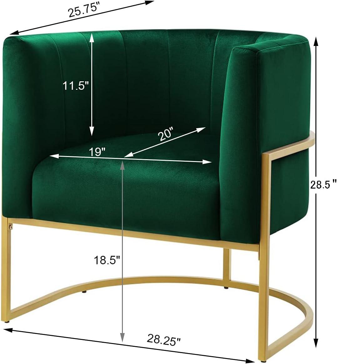 KOSSMAI Upholstered Velvet Accent Barrel Chair with Golden Metal Legs for Living Room Bedroom Office Lounge Chair, Mid-Century Modern Style Armchair (Black)