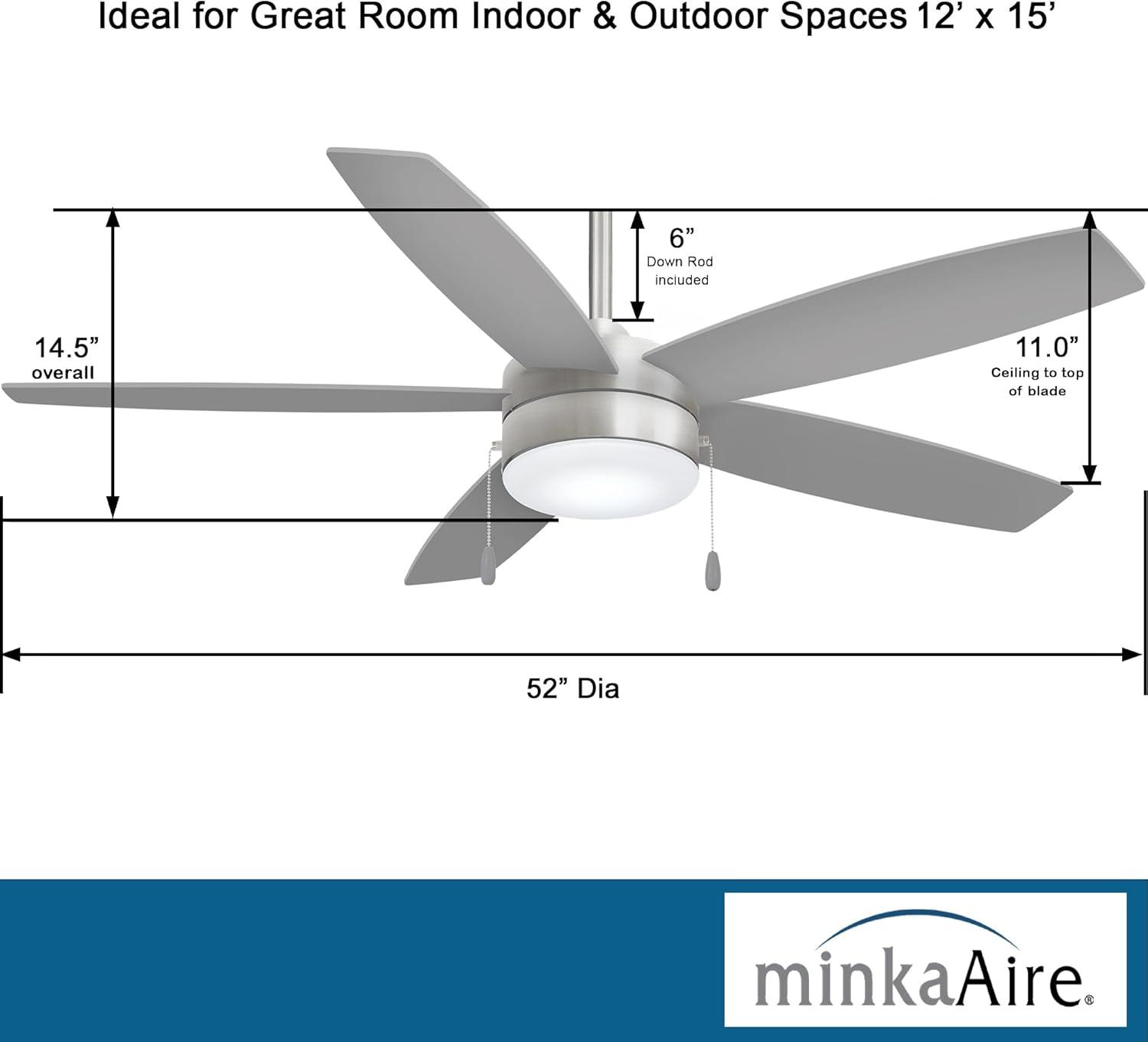 52" Airetor 5 - Blade LED Standard Ceiling Fan with Pull Chain and Light Kit Included