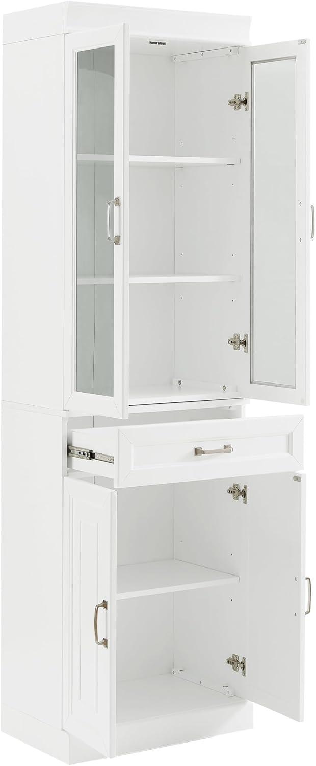 Stanton White Glass Door Pantry with Adjustable Shelves